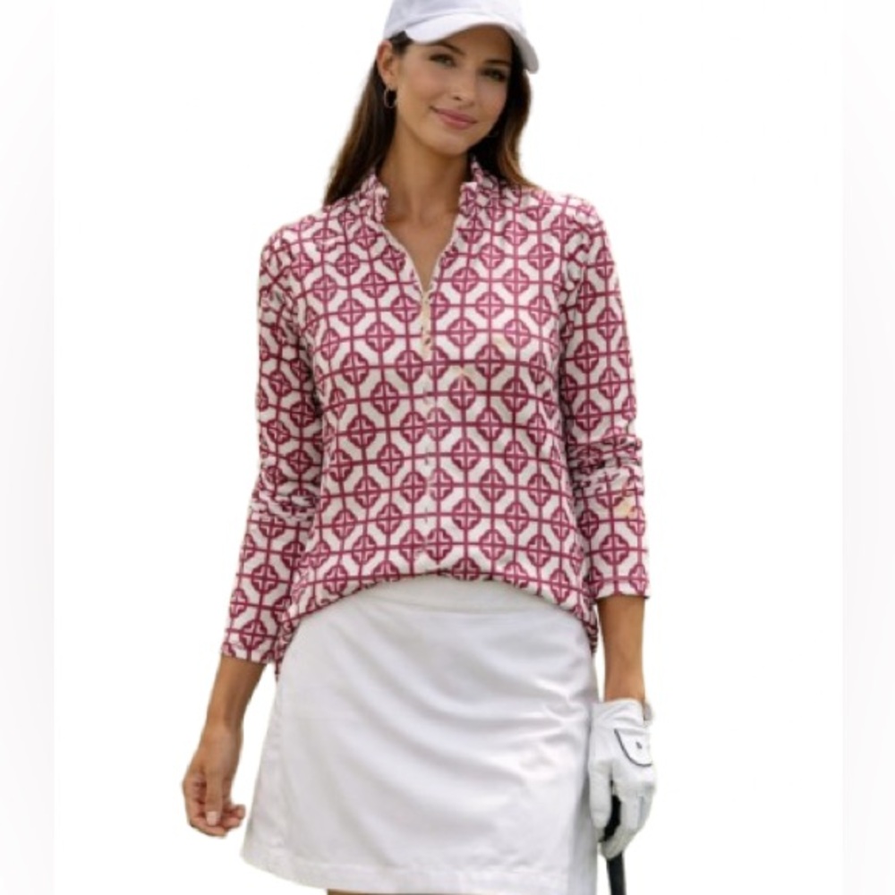 Bette & Court Red and White Zip-Up Jacket